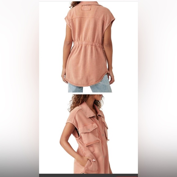 NEW FREE PEOPLE MAUVE/CINNARER Sleeveless Button-Up UTILITY Vest  size 2/28 - Picture 10 of 10